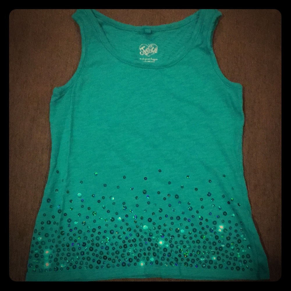 BNWOT Justice Sequin Tank Size 8 Emerald Green